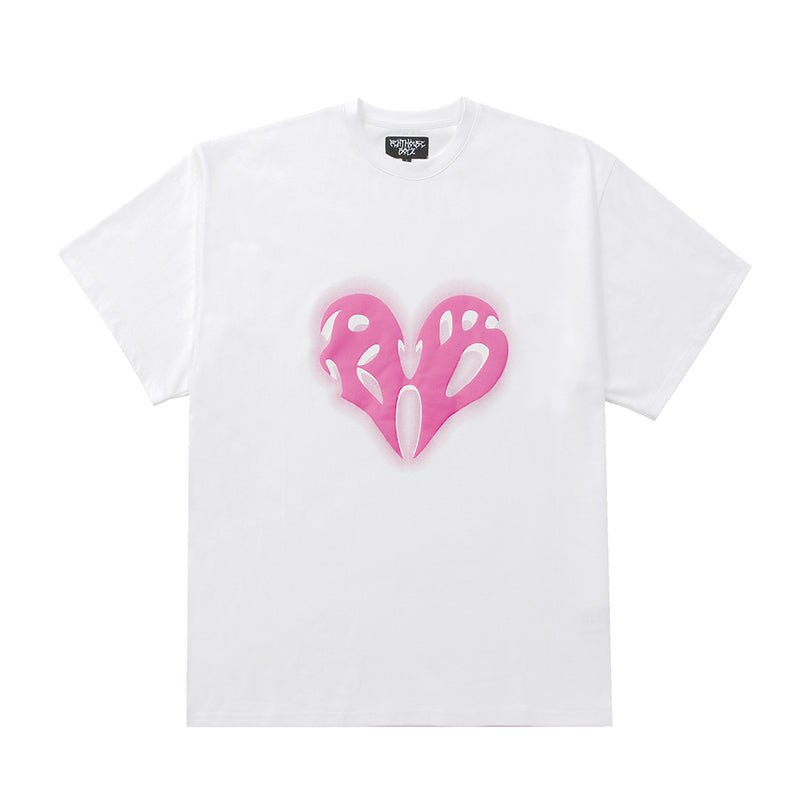 Hyknon Womens Tops Fashion Love Heart Printed Crewneck Short